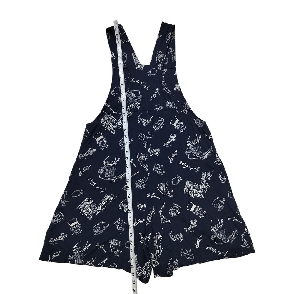 Vintage 90's Y2K Express Women's Navy Blue Paris French Theme Romper Size XS - Picture 7 of 10
